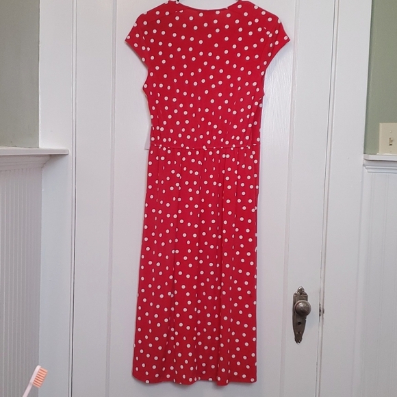 Robbie Bee Red Polka-dot Faux Wrap Dress - Picture 7 of 9
